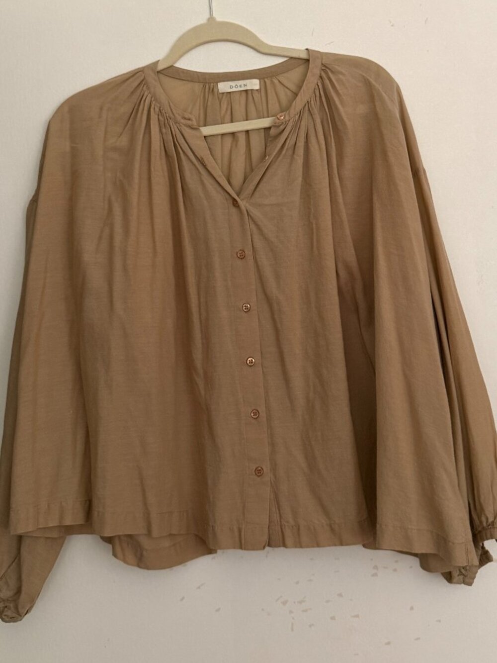 Doen Jane Blouse tan/mauve size M